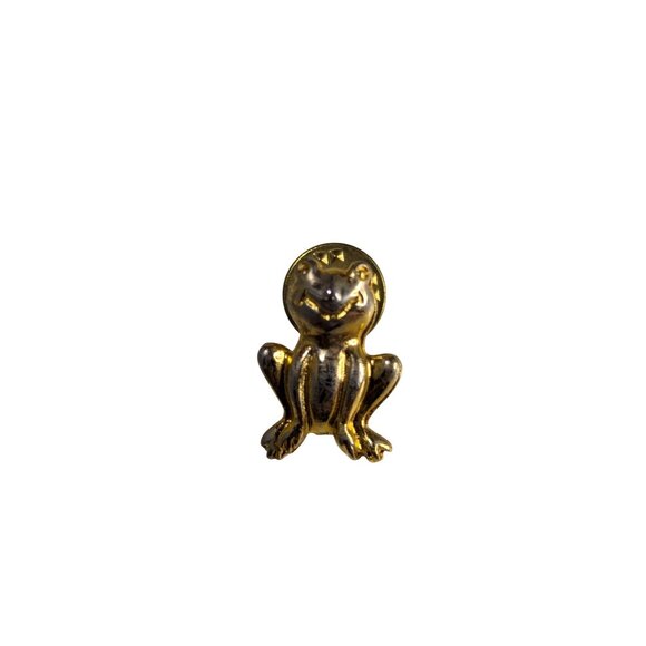 Gold-Tone Frog Lapel Pin With Secure Clasp - Picture 1 of 4